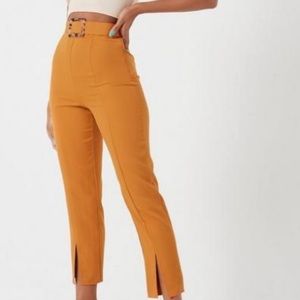 Rust Split front Belted Cigarette Trouser